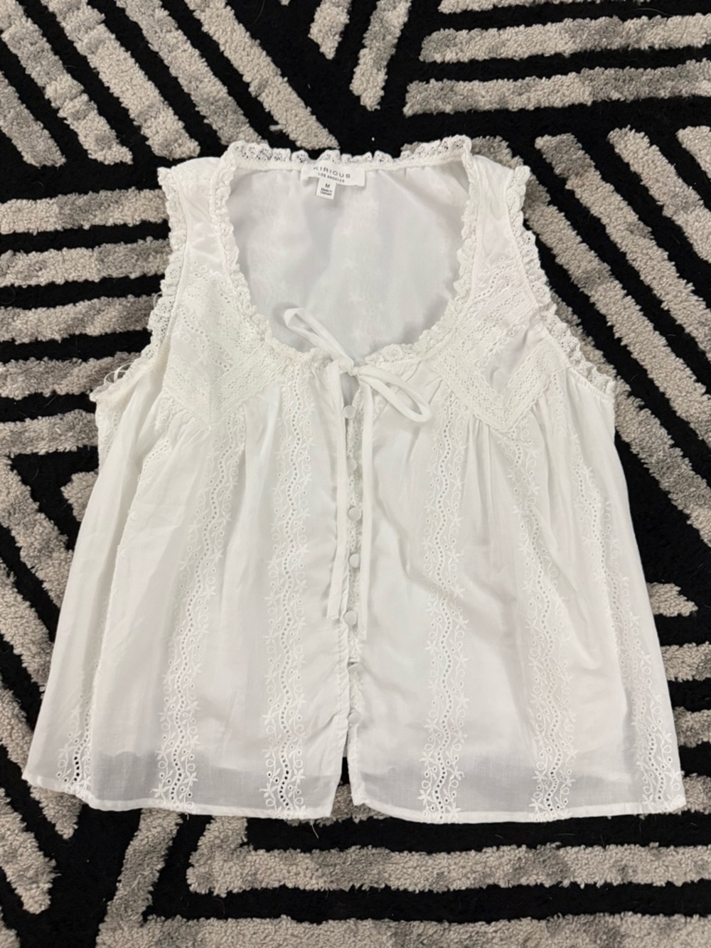 A New Day White Eyelet Tie-Front summery top